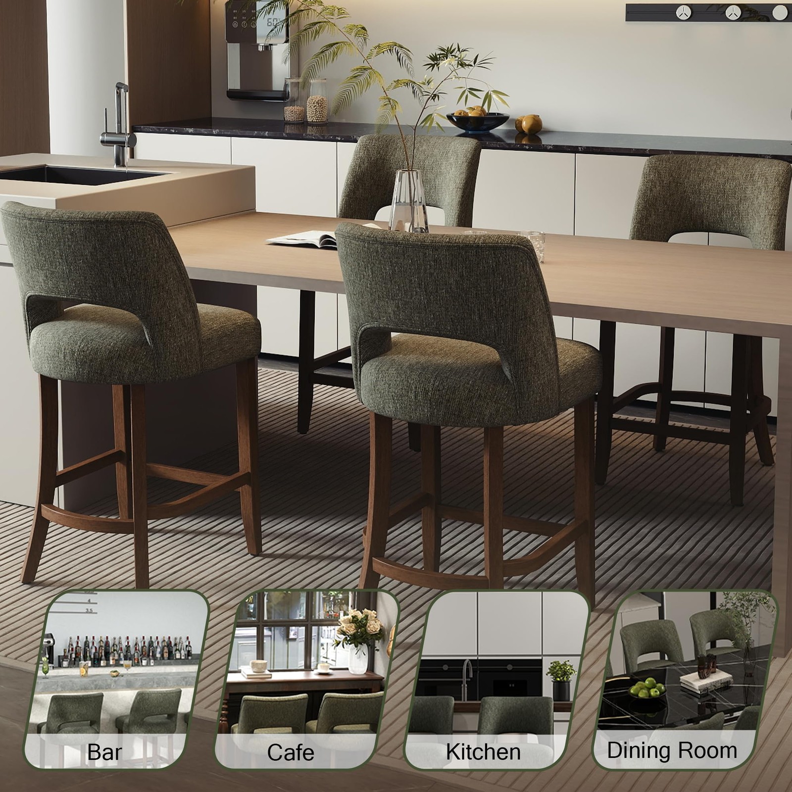 Bar Stools Set of 4 Upholstered Counter Height Bar Stools Modern Counter Stools