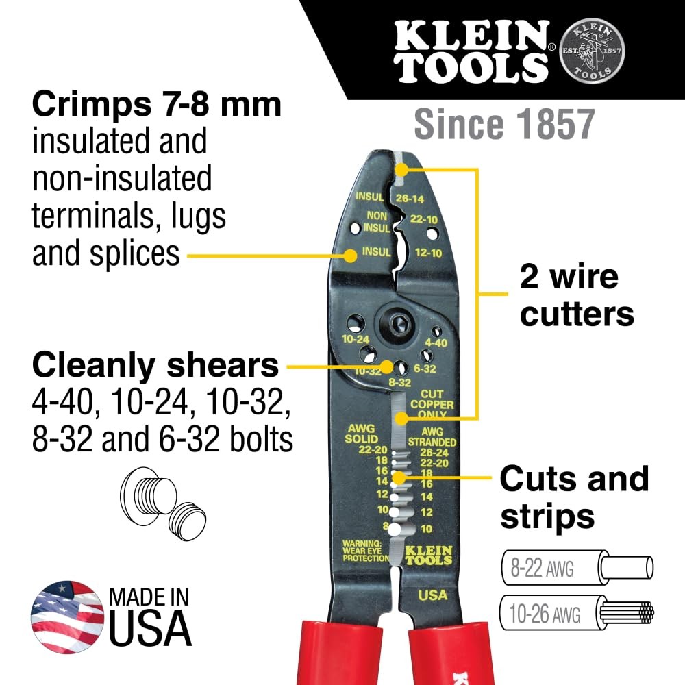 Klein Tools 1001 Multi Tool, Made in USA, Wire Stripper / One Size, Red