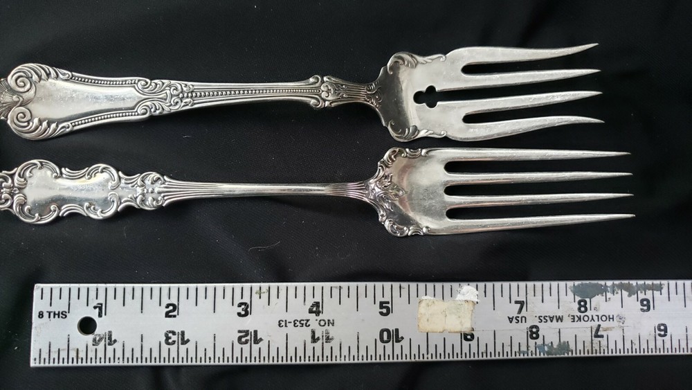Vintage Rogers Large Serving Forks Victorian Silverplate Flatware (2)