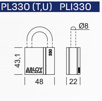 PL330/50T Padlock, Keyed Different Protec2 with 2 Keys