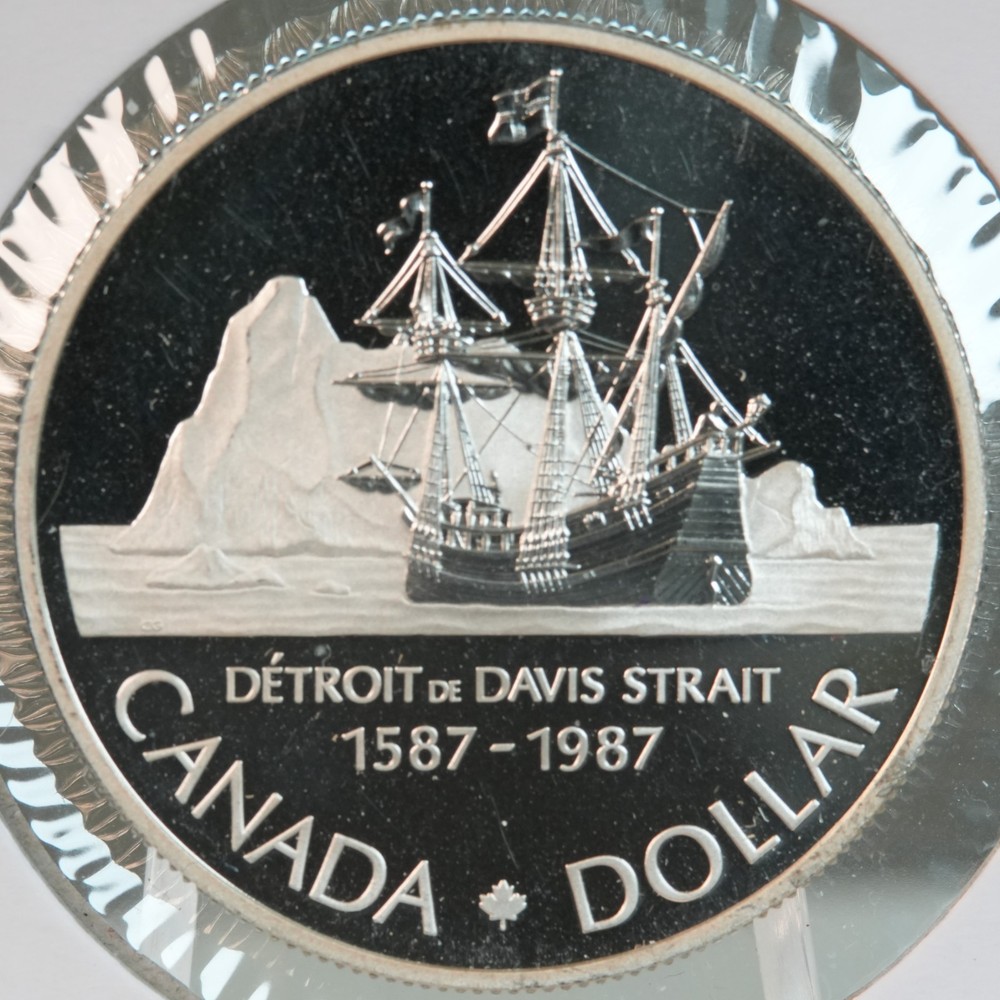 Canada 1987 Proof Silver dollar, Davis Strait, .375 oz silver