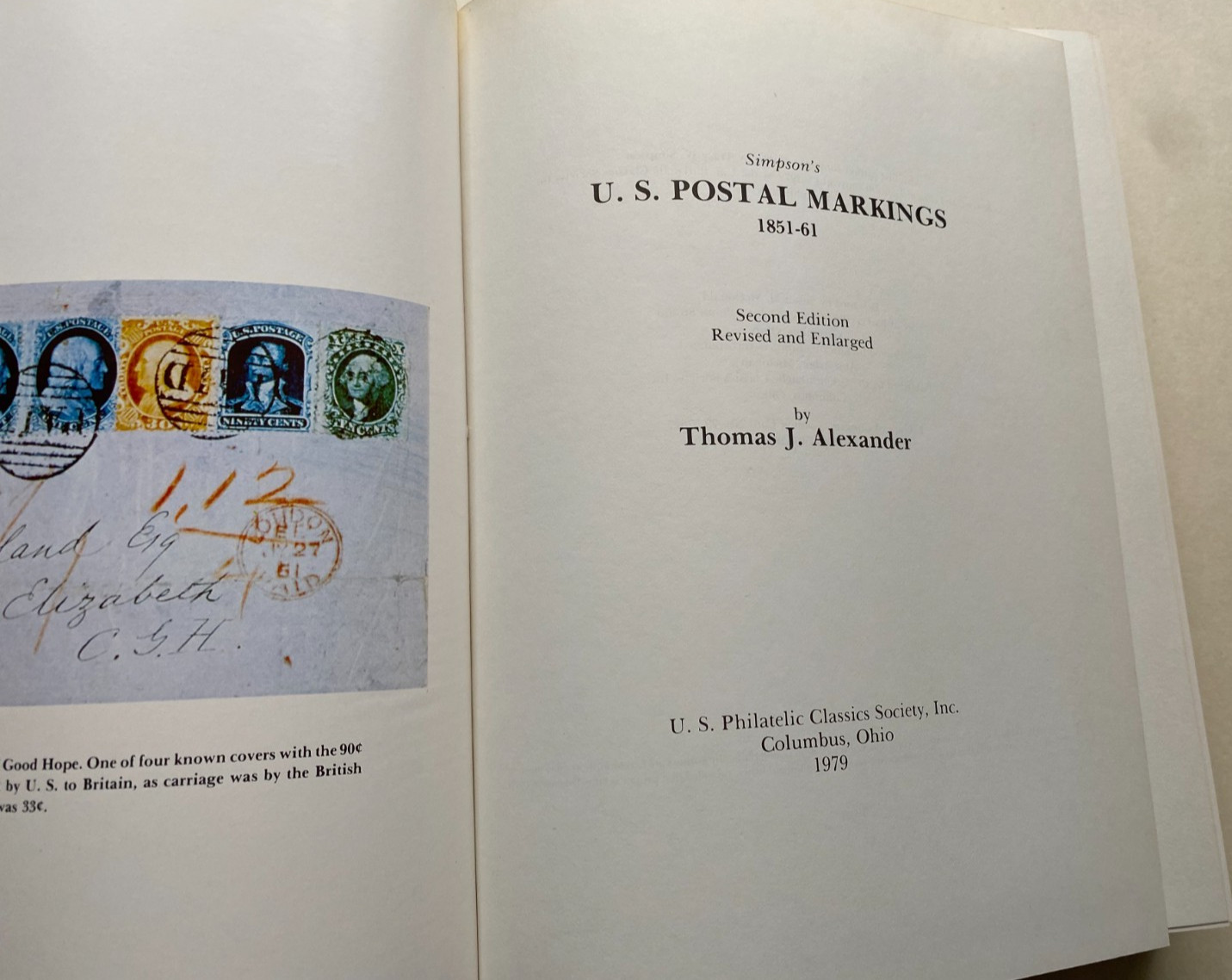 Simpson's U. S. POSTAL MARKINGS 1851-61 by Thomas J. Alexander