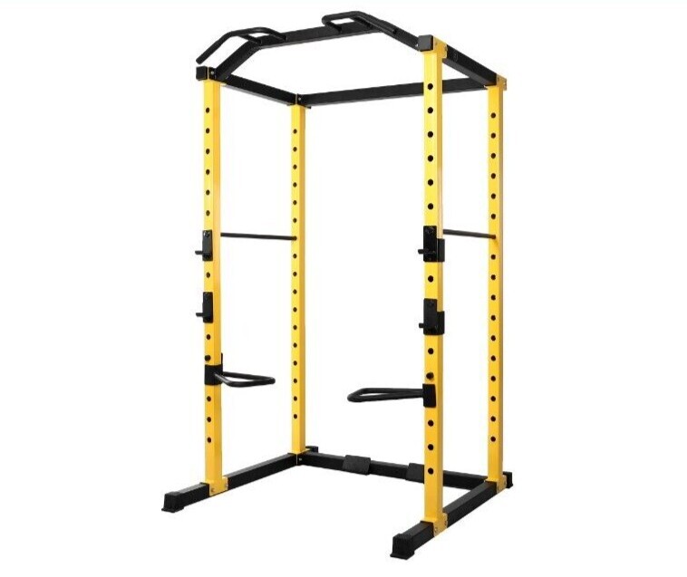  1000lb Capacity Multi-Function Adjustable Power Cage Power Rack Yellow 