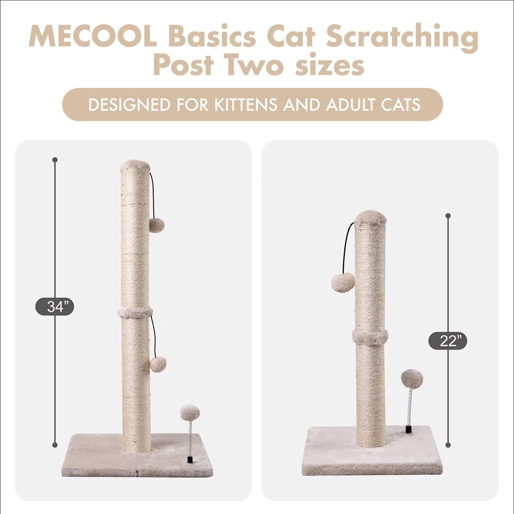MECOOL Cat Scratching Post Premium Basics Kitten Scratcher Sisal Scratch Post...