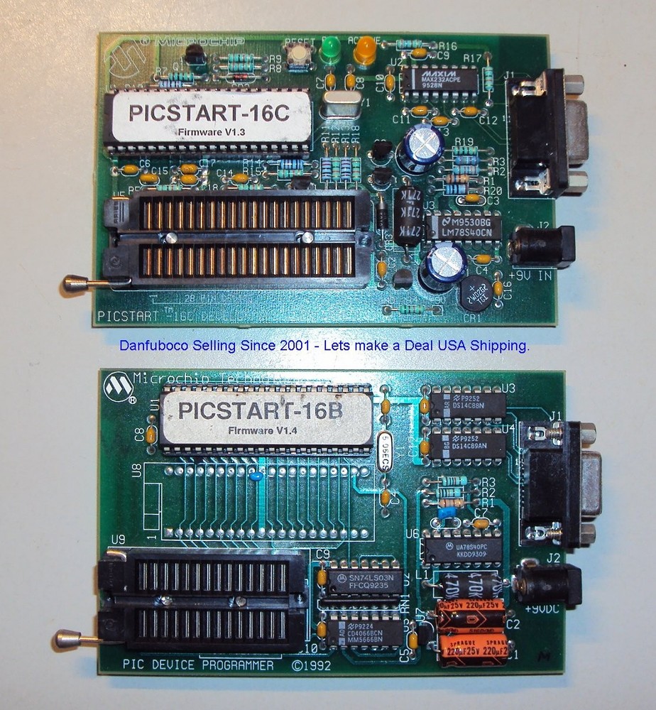 MicroChip PICSTART - 16B  V1.4 and PICSTART - 16C V 1.3 programmers Used