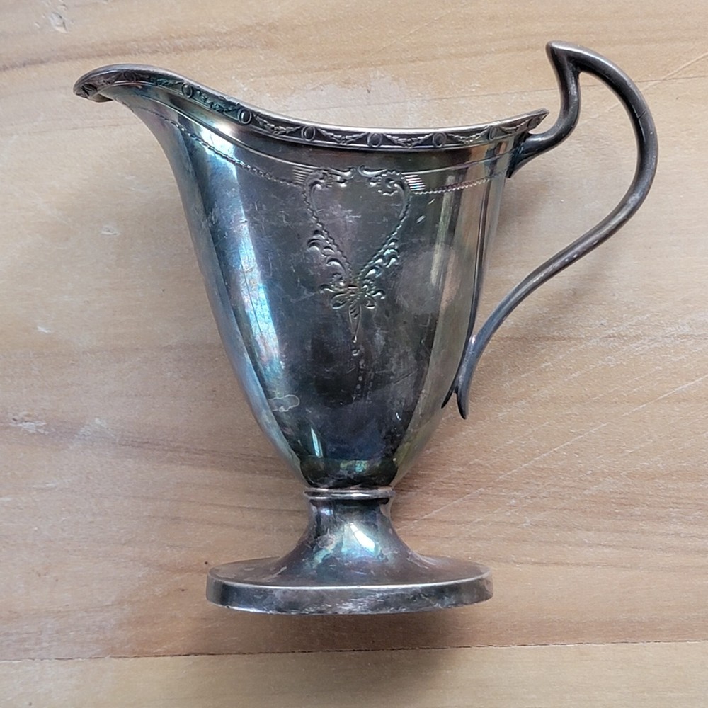 Vintage PS Co Silver Creamer Pitcher 5 In