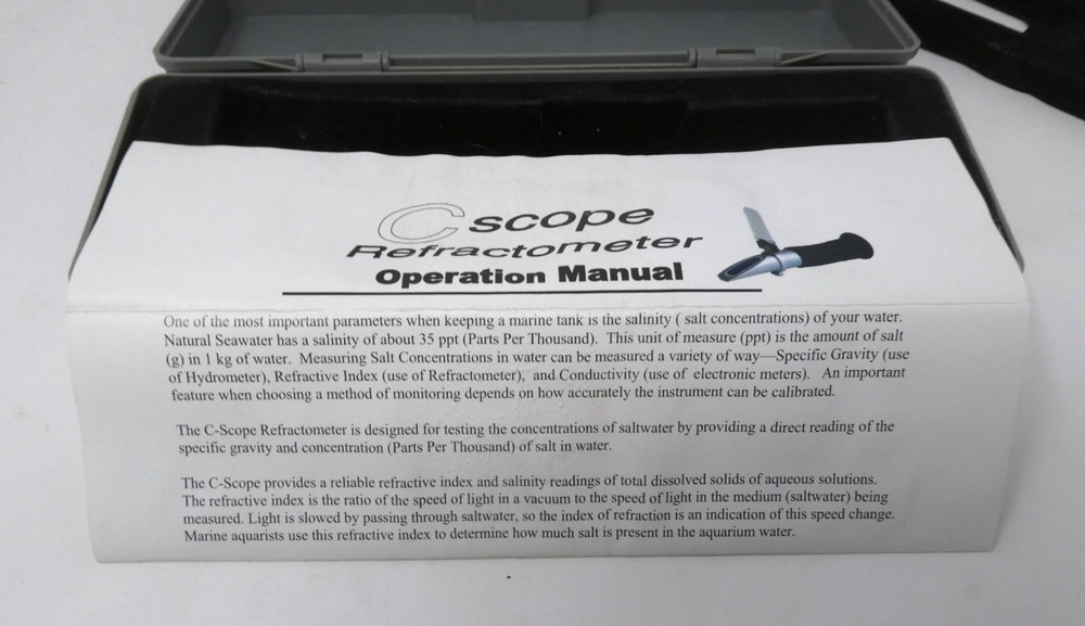 JBJ C-Scope Refractometer Model CS/Manual For Testing Marine Salinity w/ Manual