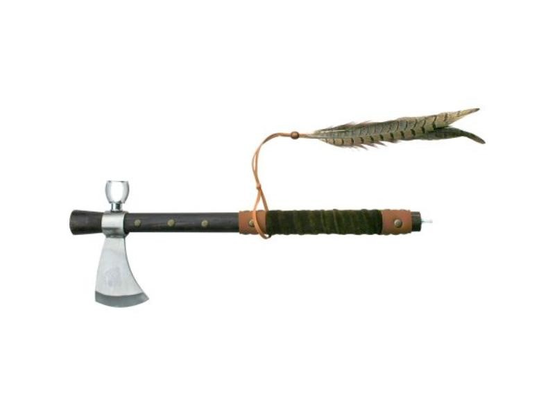 18.5" TOMAHAWK Axe PEACE PIPE with Functional Pipe