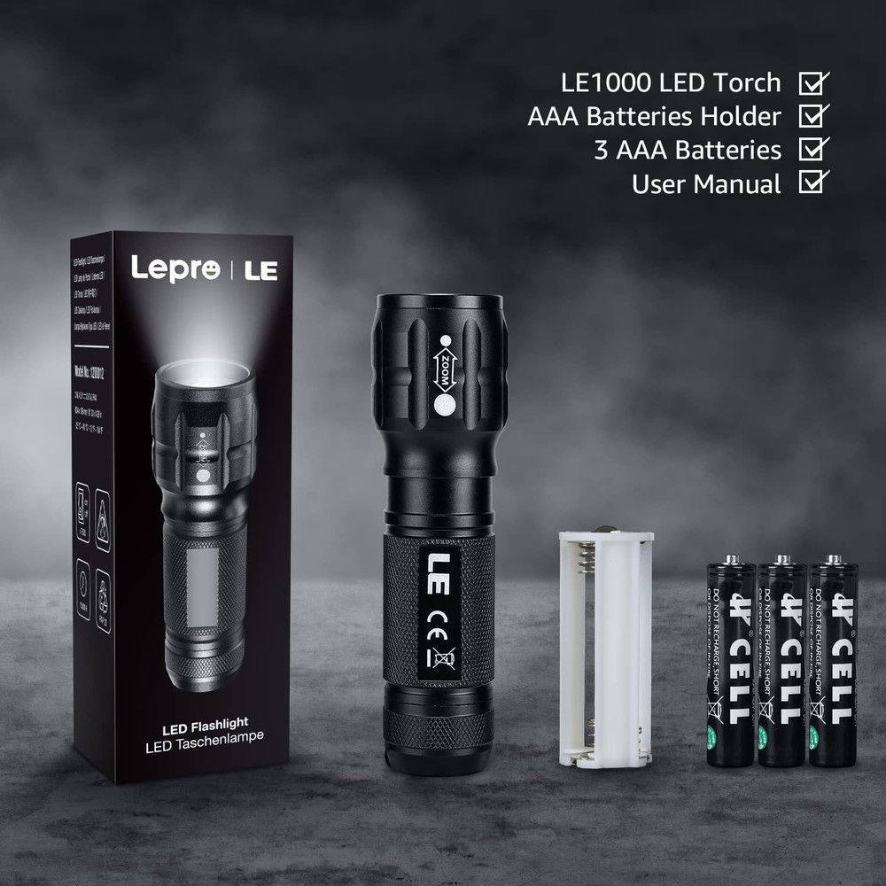 LED Flashlights High Lumens, Small Flashlight, Waterproof, Adjustable Focus Flas