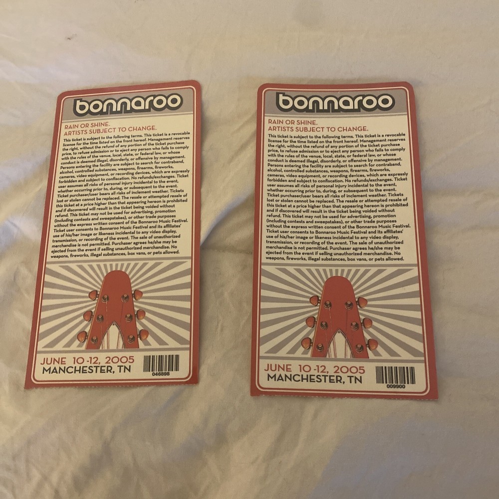 2005 Bonaroo tickets 2