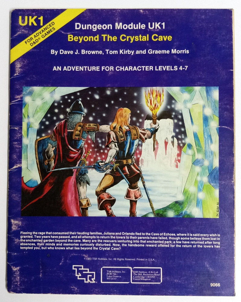 Advanced Dungeons & Dragons 1983 Module UK1 Beyond Crystal Cave #9066 Original