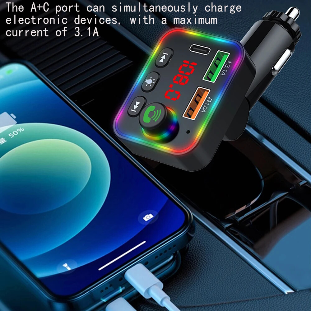 Car Wireless Bluetooth 5.0 FM Transmitter MP3 Player USB3.1A Car Charger U Disk
