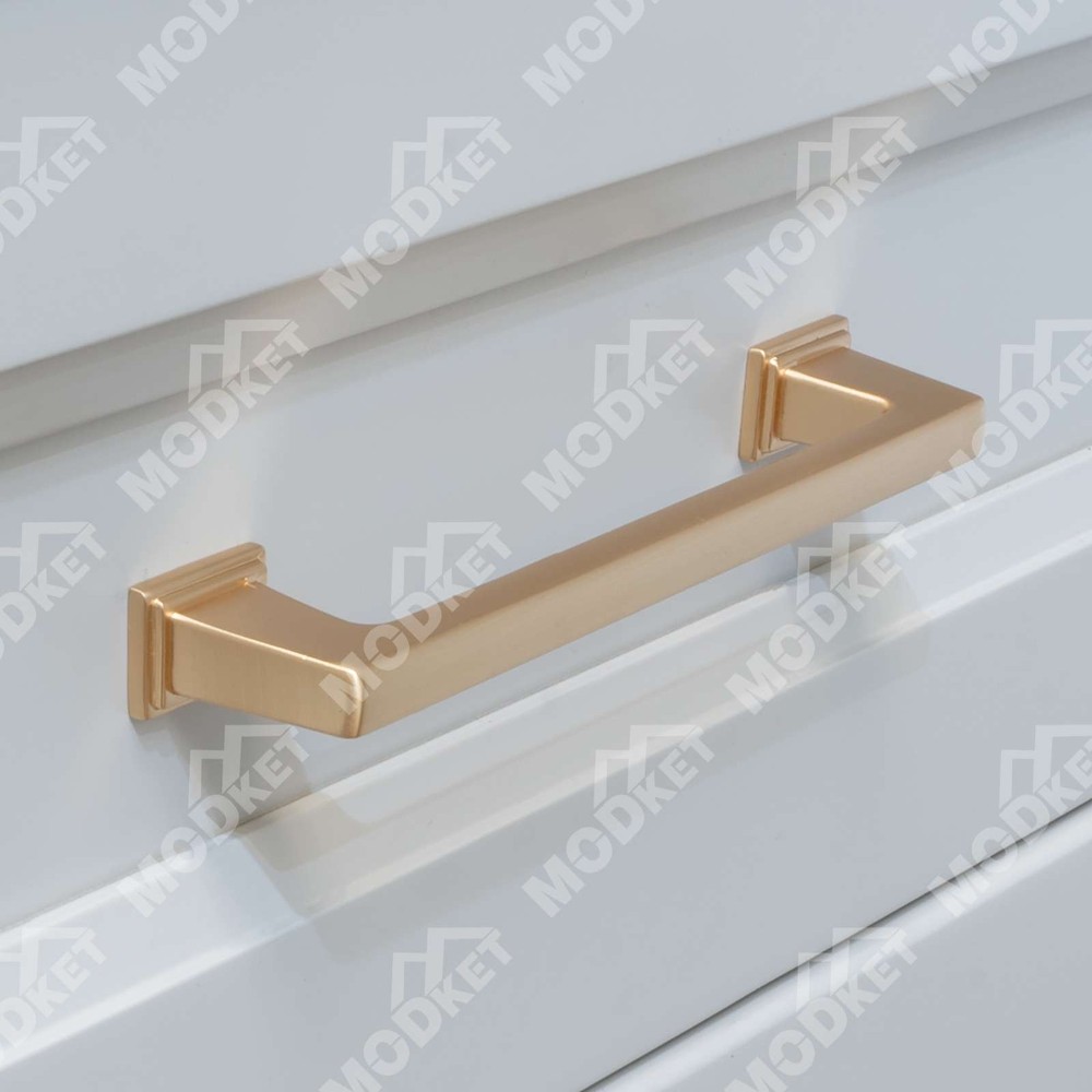 Solid Brushed Champagne Gold Square Cabinet Pulls Handles Knobs Kitchen Drawers