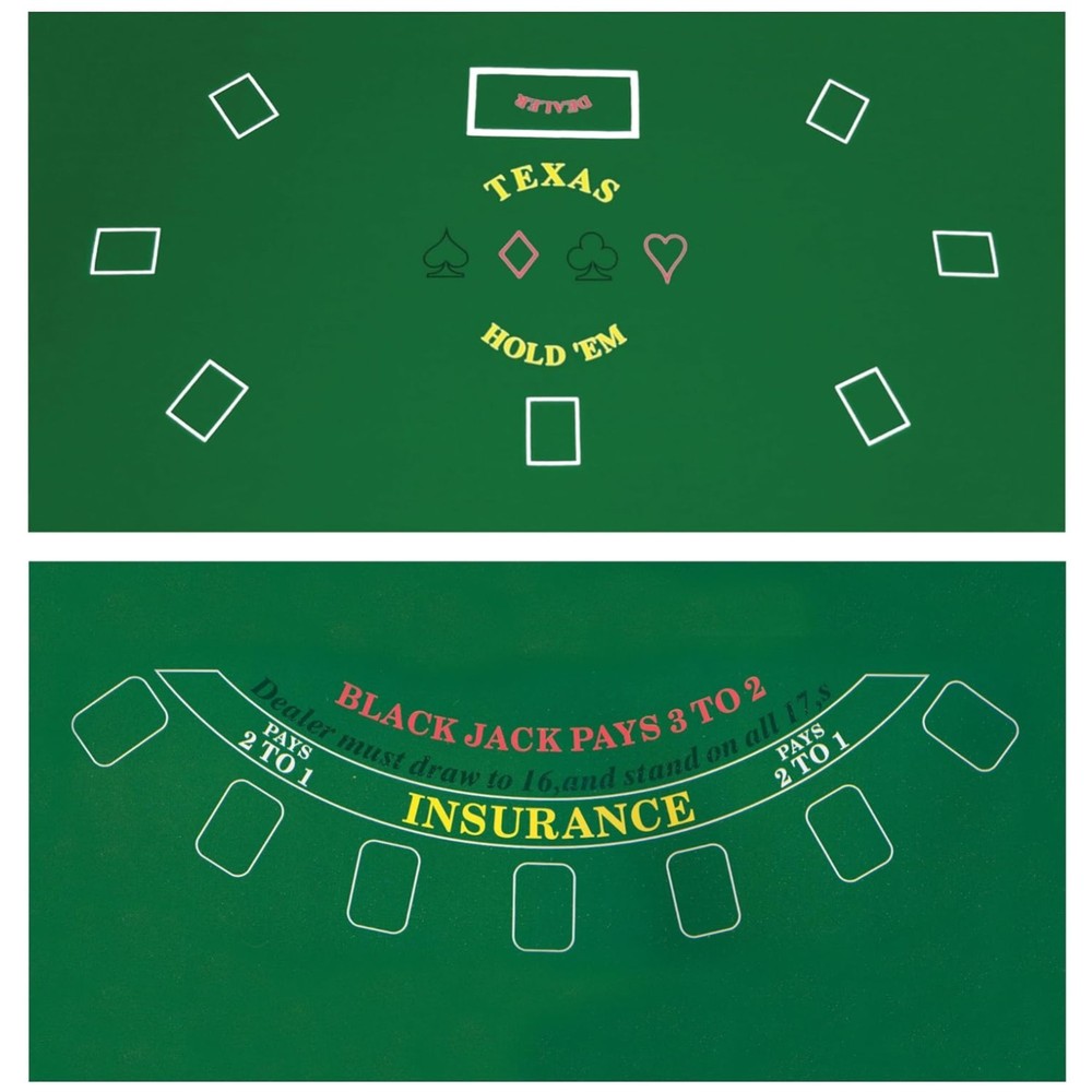 Reversible Texas Holdem & Blackjack Felt Layout