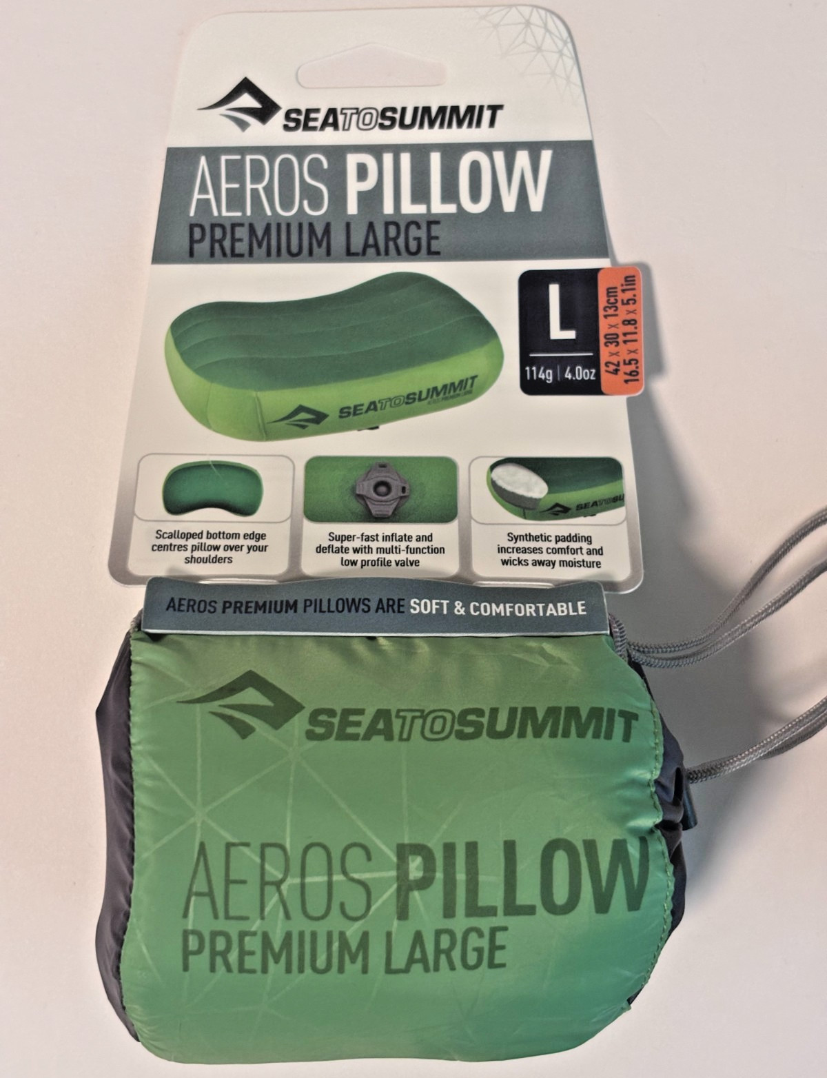 Set Of Two 2x Sea To Summit Premium Aeros Inflatable Air Pillows Large (G) -NEW!