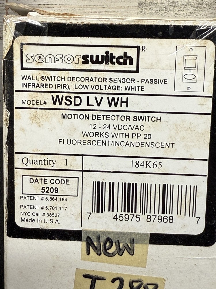 Sensor Switch WSD-LV-WH Motion Detector Switch 12/24 volt wall switch sensor