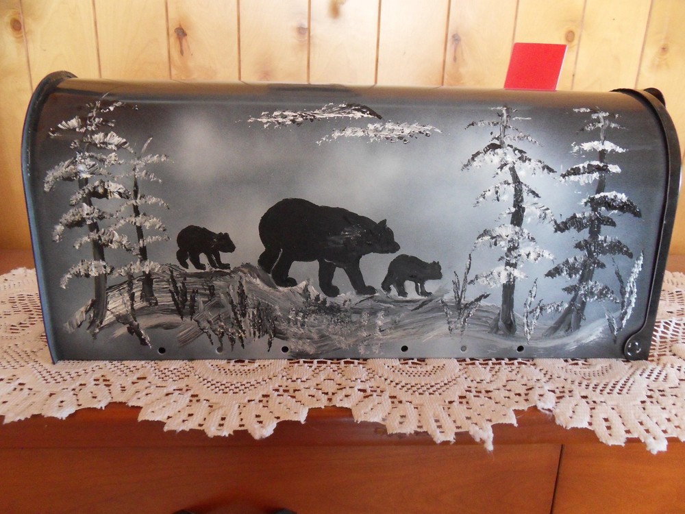 bear bears hand painted Mailbox USPS standard size