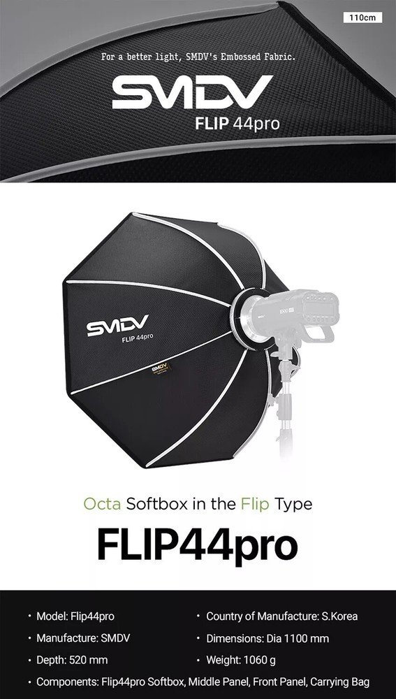 SMDV SPEED-BOX FLIP44PRO Quick Soft Diffuser f/ Bowens Elinchrom Profoto Strobe