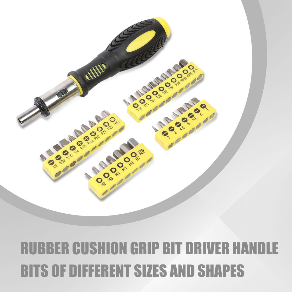 51Pcs Screwdriver Bits Adapter 1/4" Handle Ratcheting Socket Drill Set Yellow