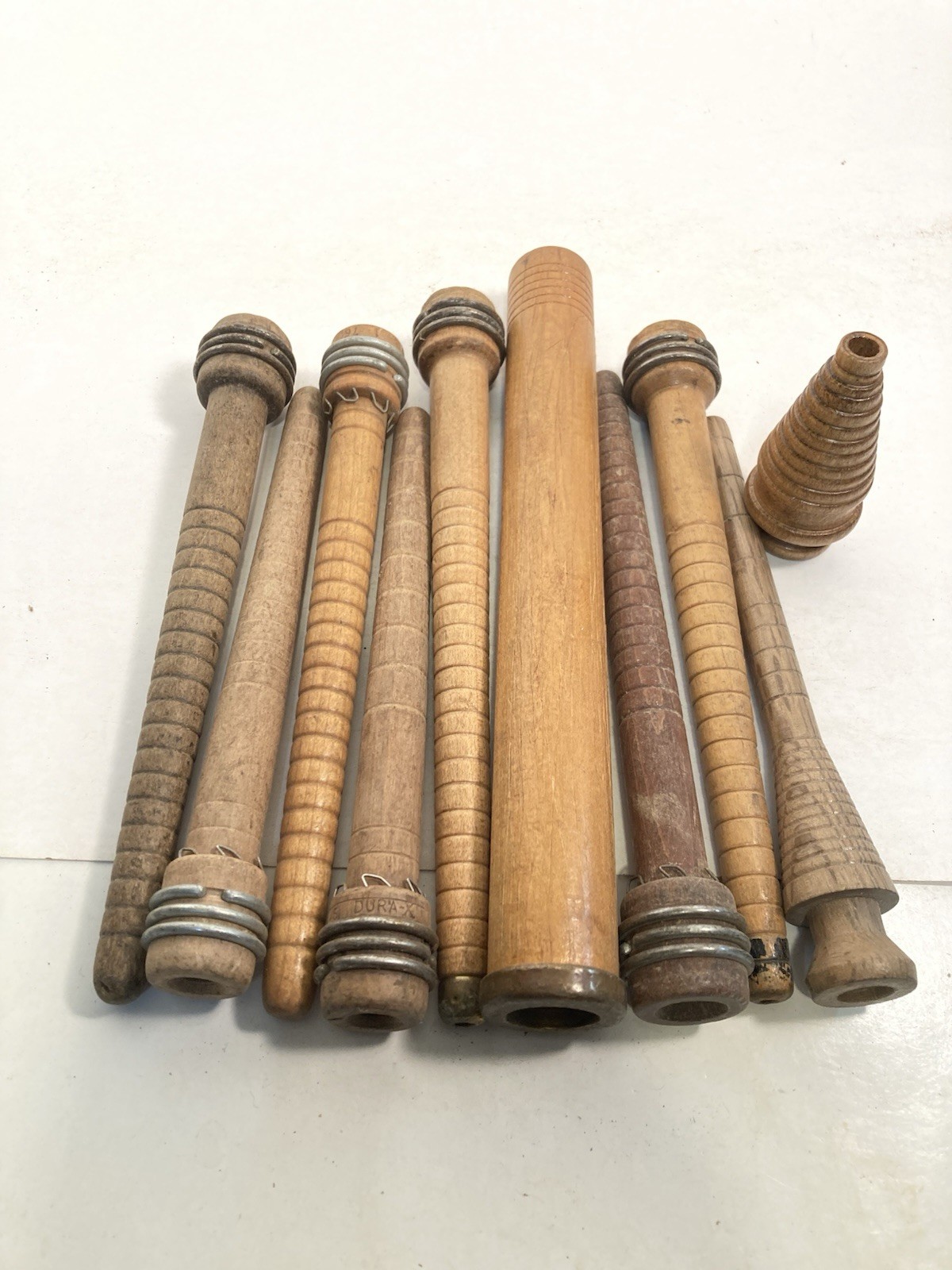 Wood Bobbins Spools Industrial Style 3"-9.75" Wooden Quills Mixed Lot-10