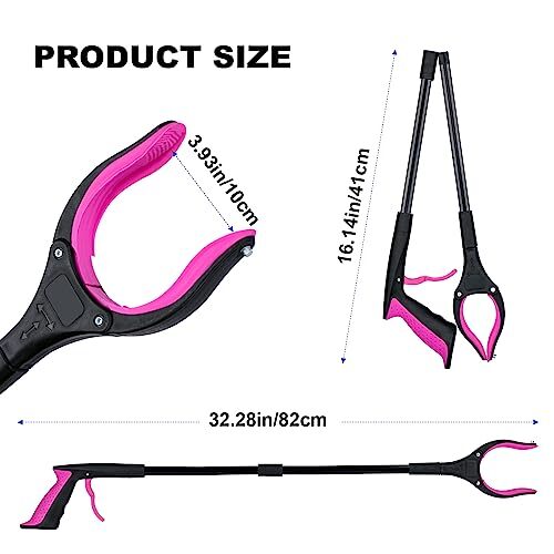 2 Pack 32 Inch Foldable Grabber Tool Extra Long Handy Trash Picker Pickup Tool