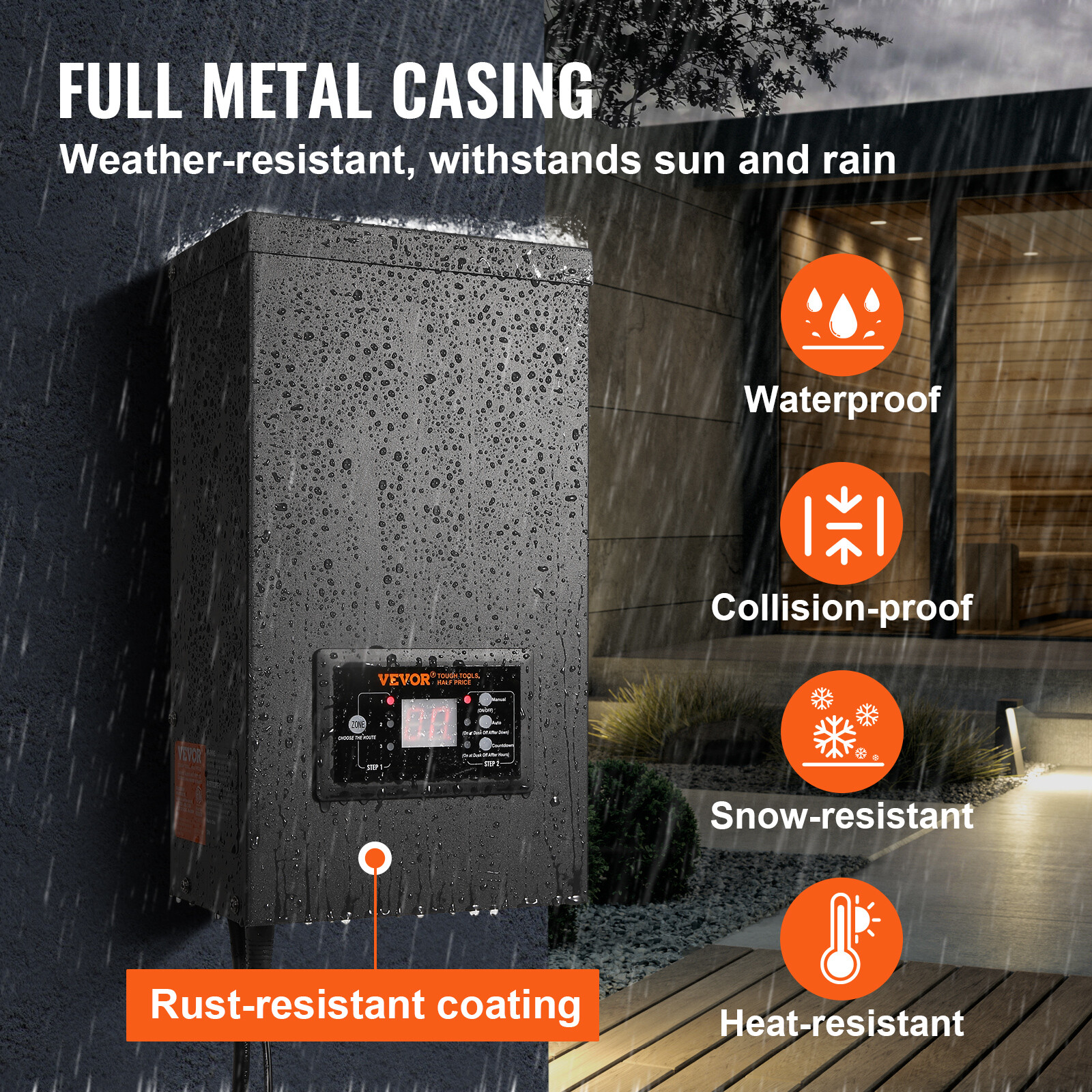 VEVOR 600W Low Voltage Landscape Transformer with Timer and Photocell Sensor