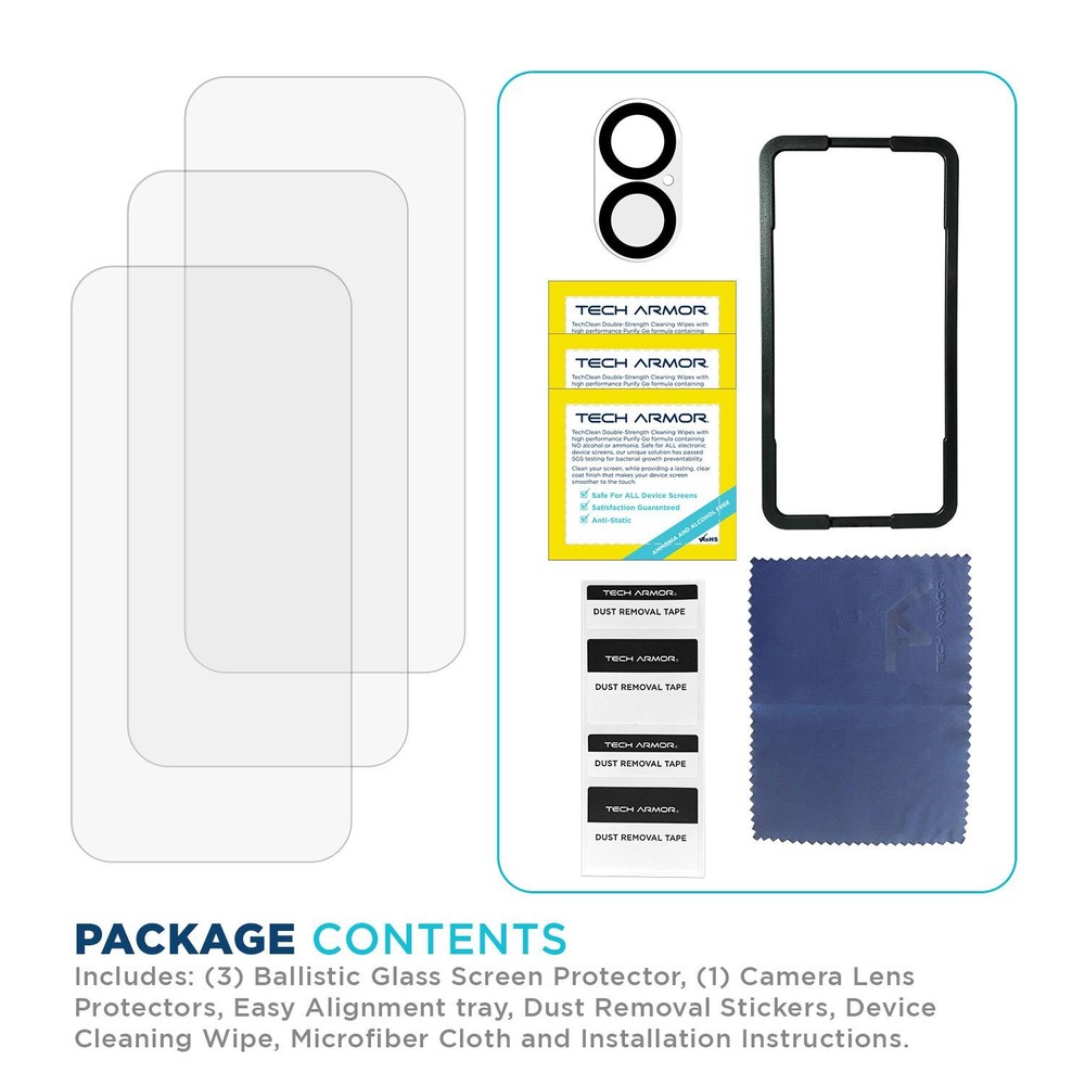 Tech Armor Ballistic Glass Protector for iPhone 16 Plus - 3 Pack