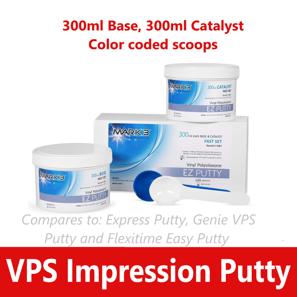 Dental VPS Putty Impression Material 600ml, Base & Catalyst Fast Set or Regular