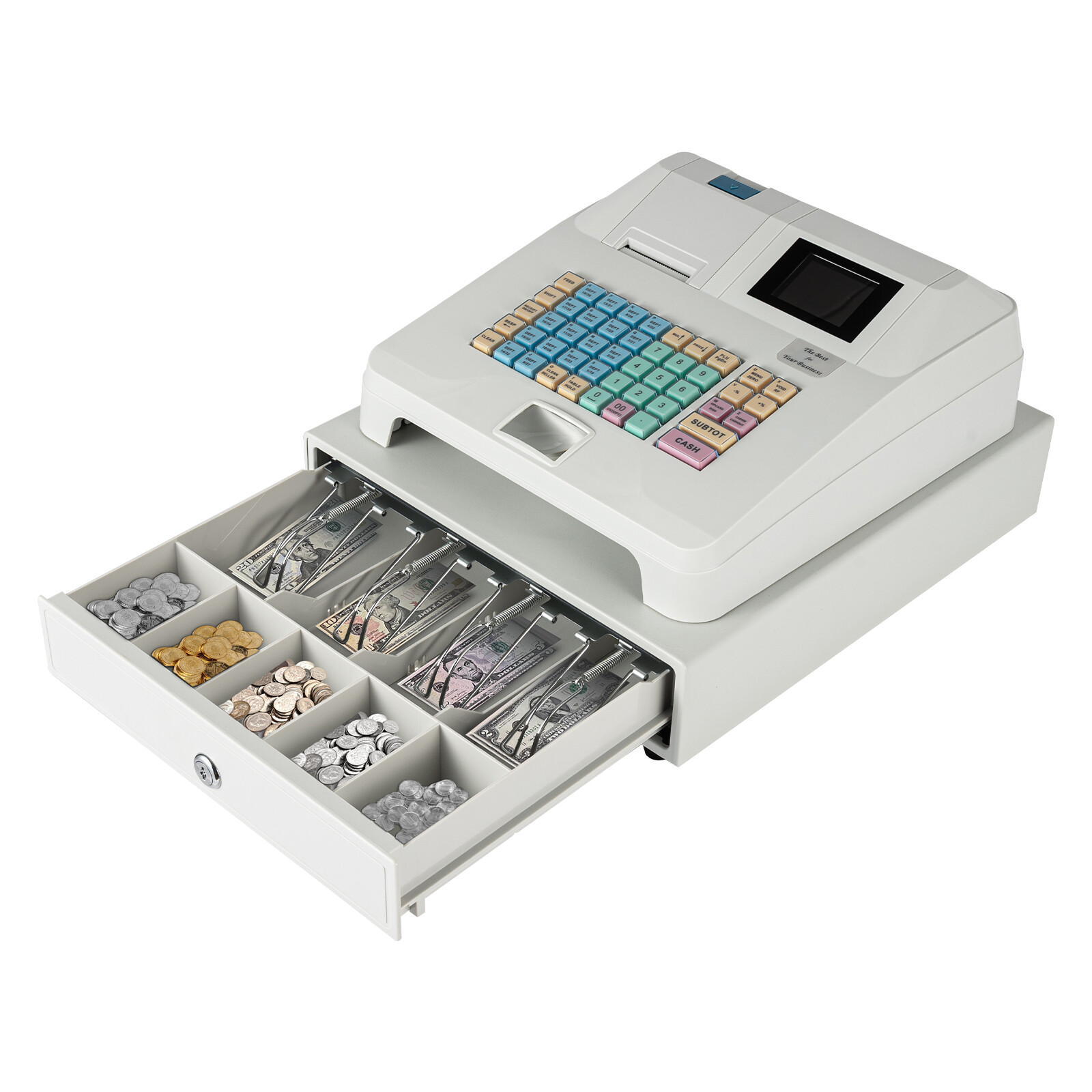 Electronic Cash Register 48Key POS Casher Digital LED Display with Drawer Retail