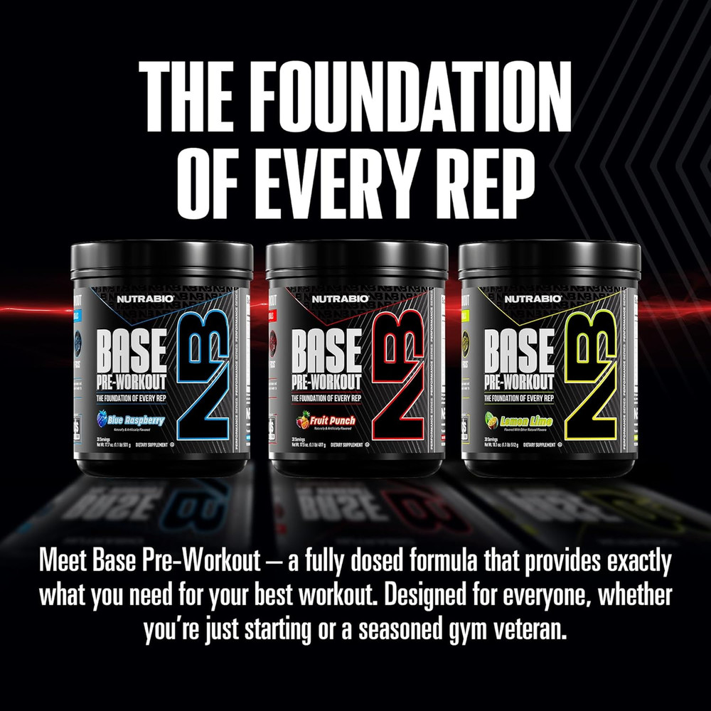 NUTRABIO BASE PRE-WORKOUT Energy Pump Hydration Focus 30 Servings