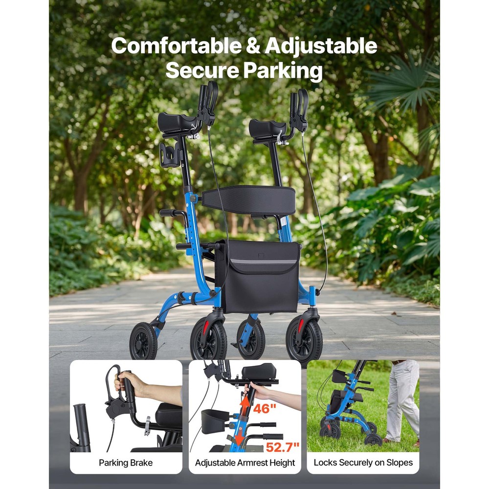 Uimoso Foldable Rollator Walker with Durable PU Wheels for Seniors
