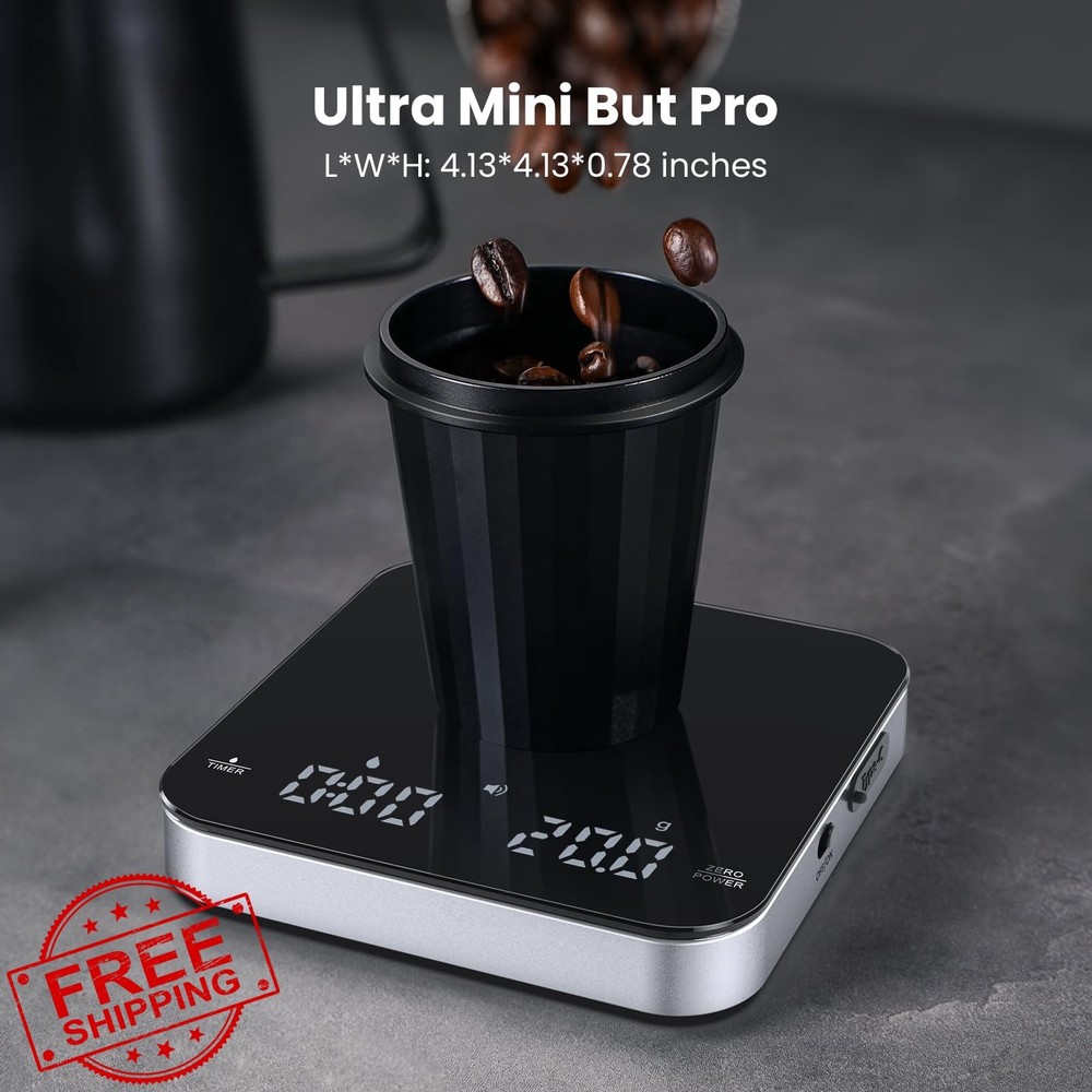 Maestri House Mini Coffee Scale w/Timer USB-C Rechargeable 2kg