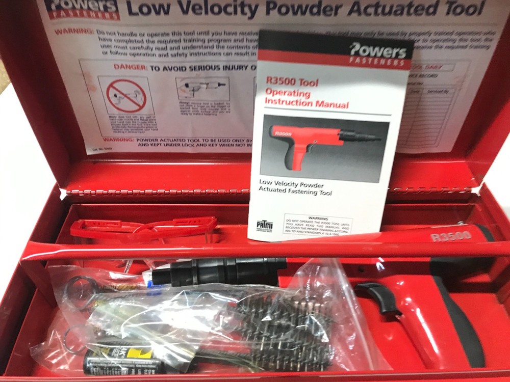Powers Fasteners R3500 Powder Driven Actuated Fastener Tool with Case & Extras