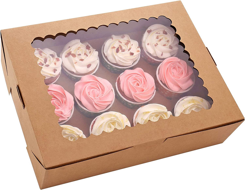 6-Set Cupcake Boxes Hold 12 Standard Cupcakes, Cupcake Containers with Windows a