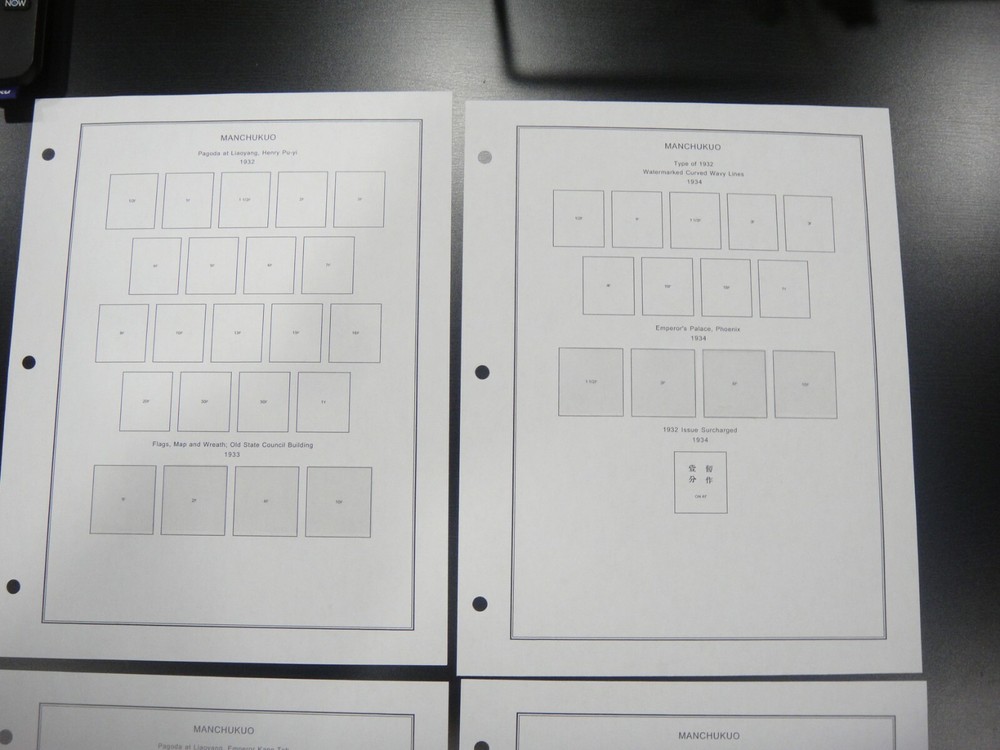 CHINA MANCHUKUO 1932-1945 11 Complete Collection Page without any Stamp