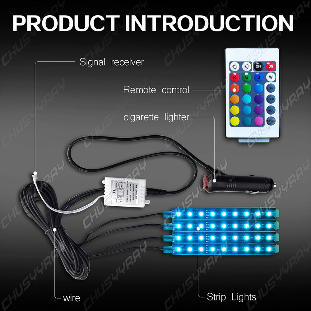 Car Accessories LED Strip Light Remote Control Interior Light Multicolor Light #