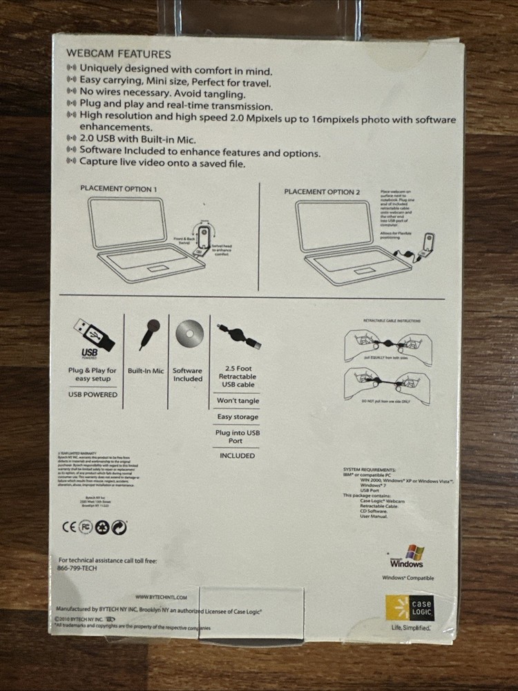 Case Logic Notebook 2.0 USB Webcam Built in Mic Software Plug & Play Purple