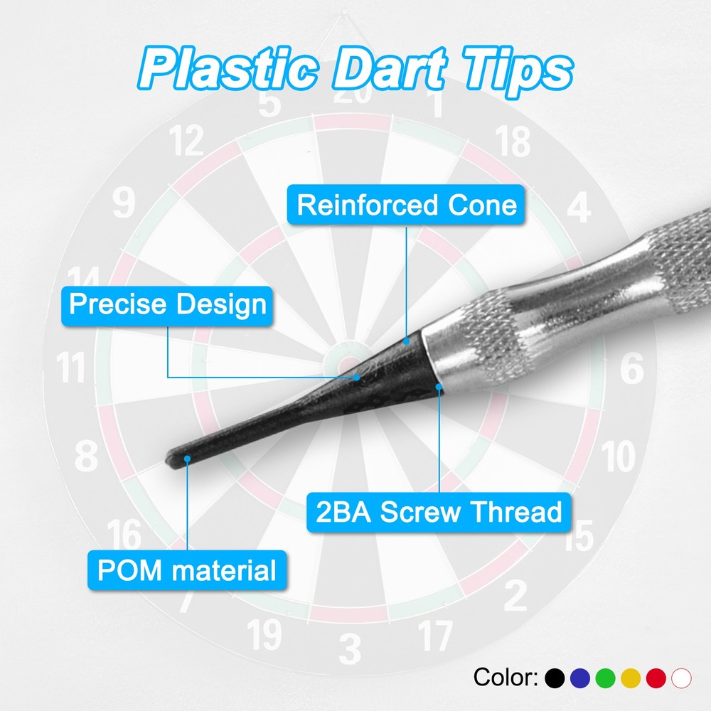 Plastic Dart Tips, 50 Pack 2BA Thread Soft Dart Tips, Black