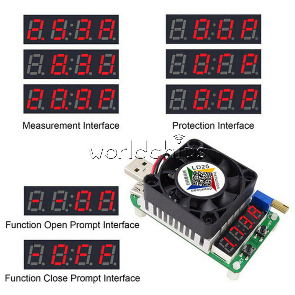 LD25 LD35 Electronic Load Resistor USB Interface Discharge Battery Tester