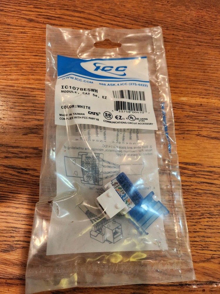 ICC IC1078E5WH MODULE CAT 5E WHITE
