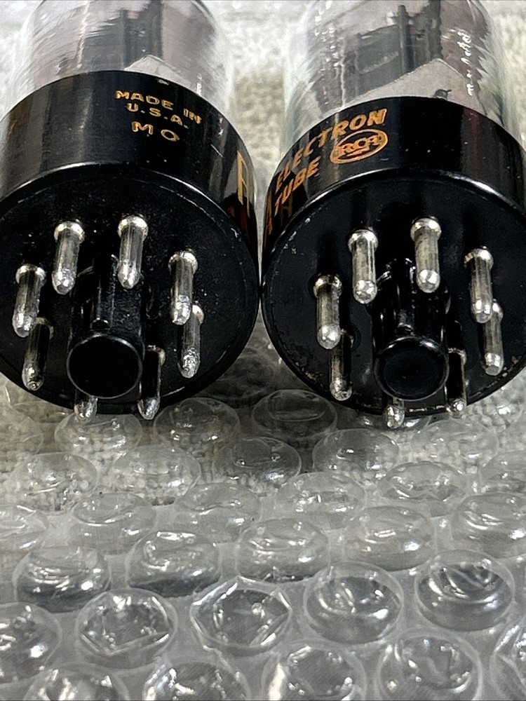 Two RCA 6SN7GTBs, Black Plates, Each Balanced , Red Letters, Tests Strong