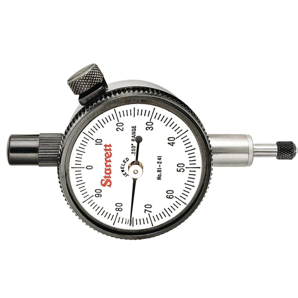 Starrett 81-241J Dial Indicator, 0-.250" Range, 0-100 Continuous Dial