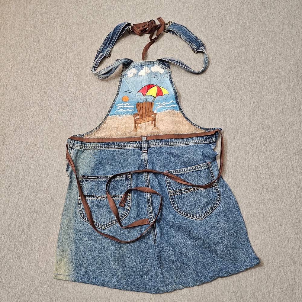 Unionbay Jean Apron Medium Denim Unique Hand Painted Beach