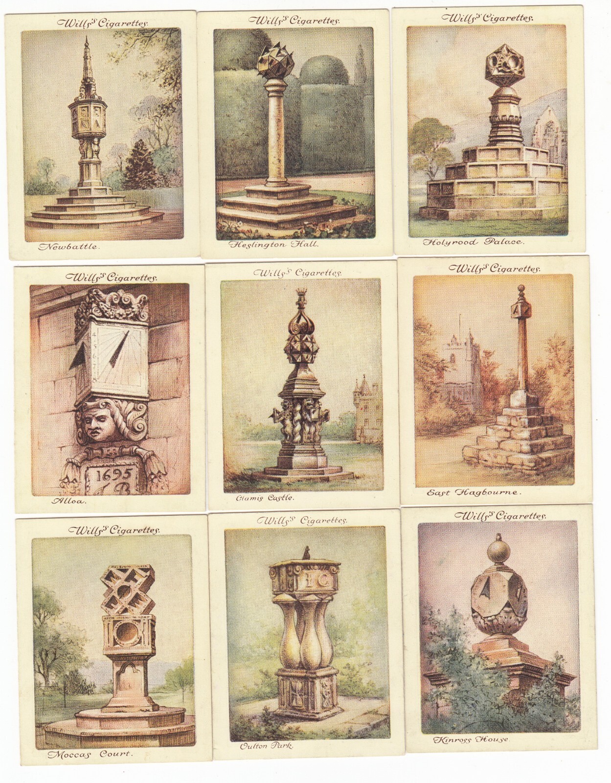 Complete Set of 25 Vintage SUNDIALS Cards from 1928