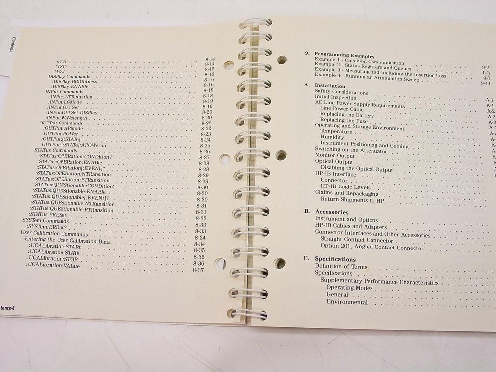 HP 8156A Attenuator Operating & Programming Guide - Softcover Bound