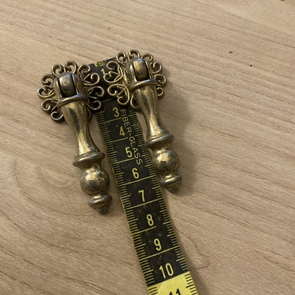 Pair Vintage Brass Pull Handles 7cm