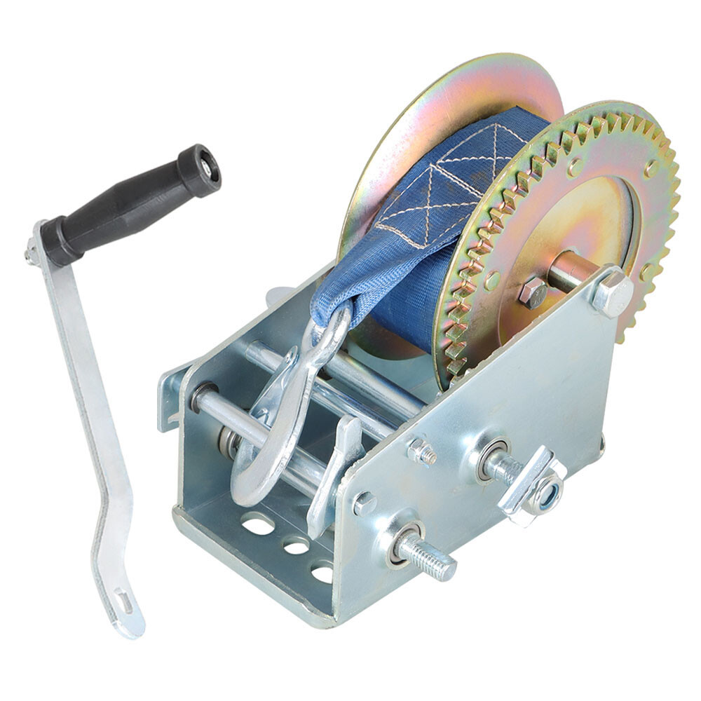 3500 lbs Dual Gear Hand Winch Hand Crank Manual Boat ATV RV Trailer