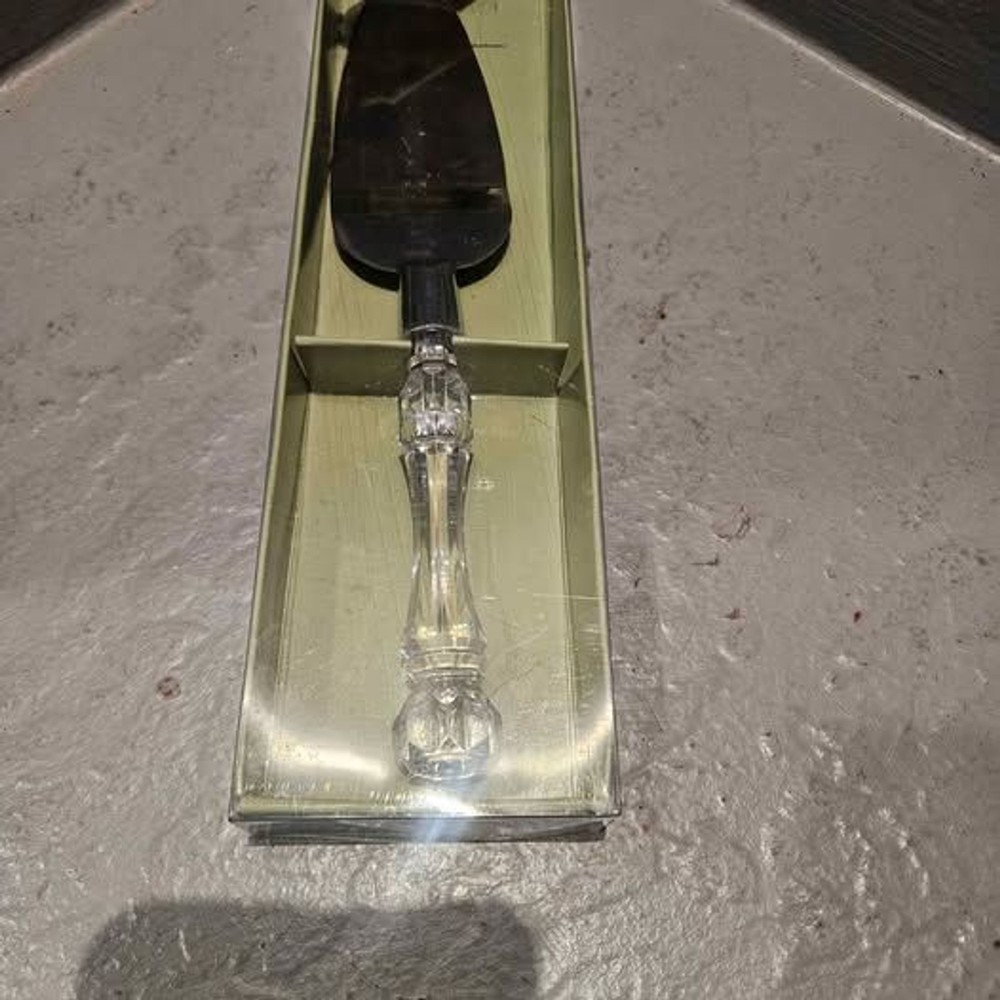 Crystal Handled Silver Plated Cake Server 10" with Original Box