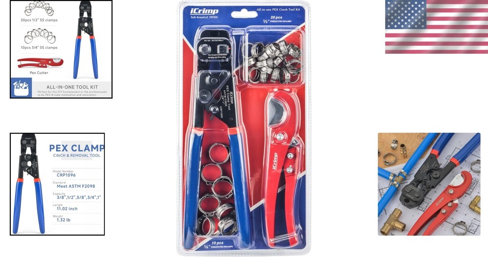 Versatile Ratchet PEX Tool with Removing Function and Pipe Cutter - Complete Kit