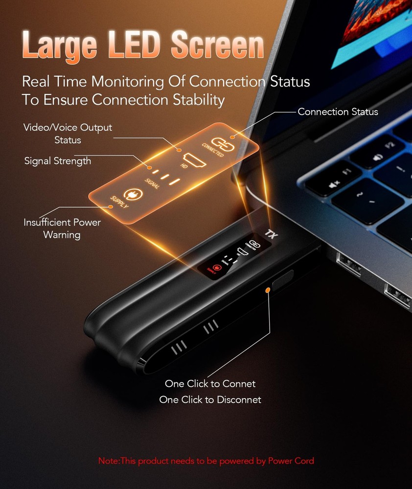 Aceele Wireless HDMI Transmitter Receiver 4K Decode 1080P Output Long-Range